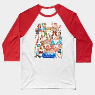 Celebrating christmas and new year Cartoon New A feast of fun. Served up by your film favorites. Retro Vintage Comic Baseball T-Shirt